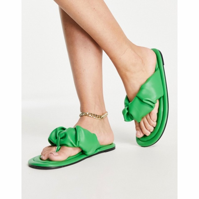 エイソス ASOS DESIGN レディース サンダル・ミュール ビーチサンダル シューズ・靴 Flying Ruched Toe Thong Sandals In Green グリーン