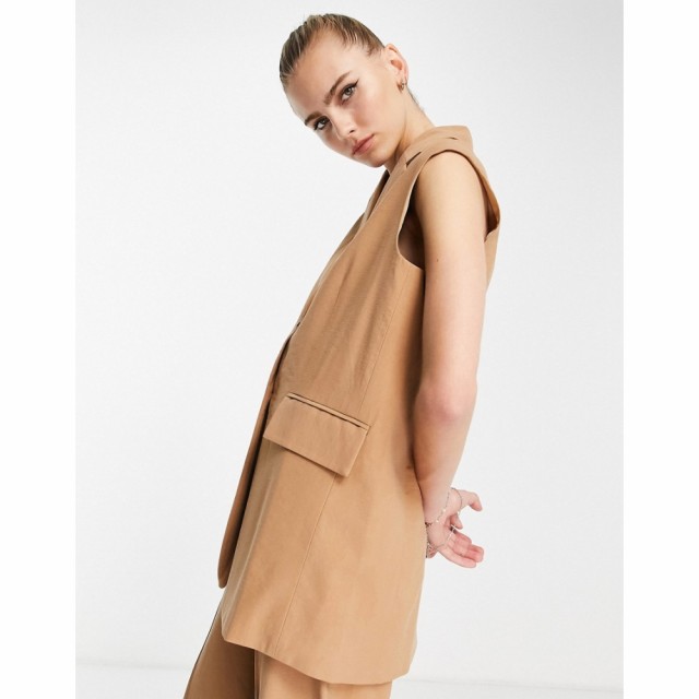 トップショップ Topshop レディース ベスト・ジレ スーツ トップス Soft Open-Back Waistcoat In Camel キャメル