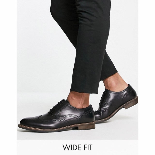 レッドテープ Red Tape メンズ 革靴・ビジネスシューズ ブローグ シューズ・靴 Wide Fit Leather Brogues In Black ブラックレザー