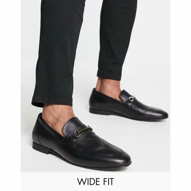 レッドテープ Red Tape メンズ ローファー シューズ・靴 Wide Fit Metal Trim Loafers In Black Leather ブラックレザー