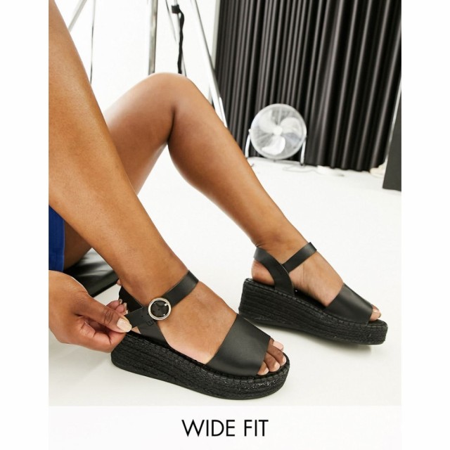 ニュールック New Look Wide Fit レディース サンダル・ミュール 厚底 シューズ・靴 Flatform Sandals In Black ブラック