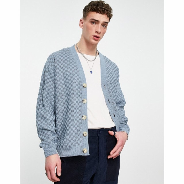 エイソス ASOS DESIGN メンズ カーディガン トップス Knitted Oversized Cardigan In Blue ブルー