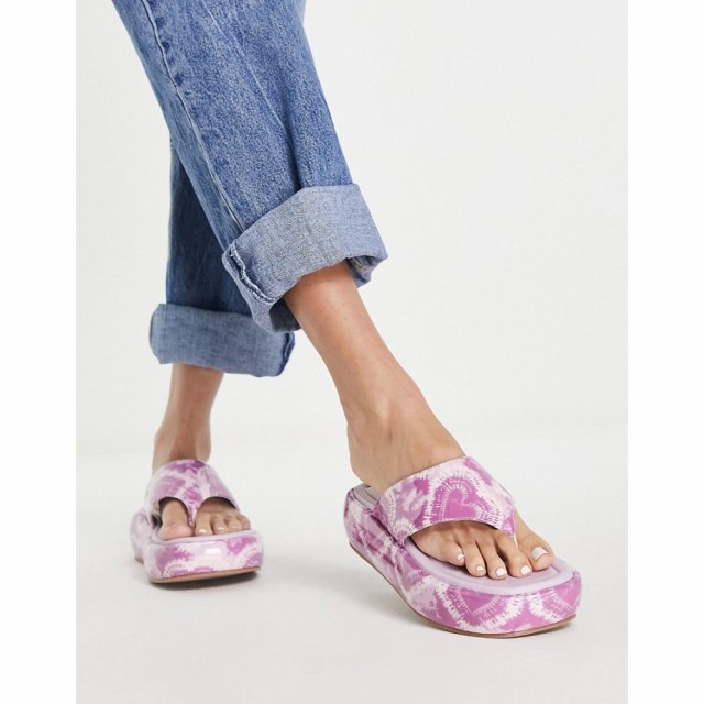 エイソス ASOS DESIGN レディース ビーチサンダル 厚底 シューズ・靴 Francesca Flatform Sandals In Pink Tie Dye