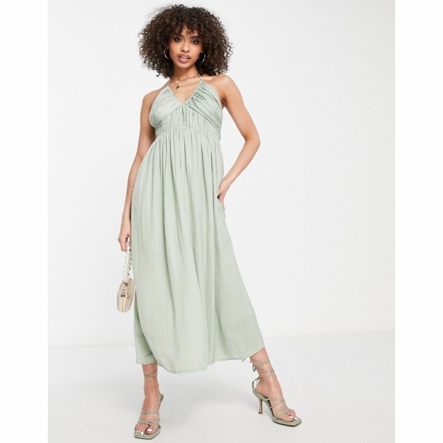 パラレルライン Parallel Lines レディース ワンピース マキシ丈 ワンピース・ドレス Soft Maxi Dress With Ruched Bust In Green グリー