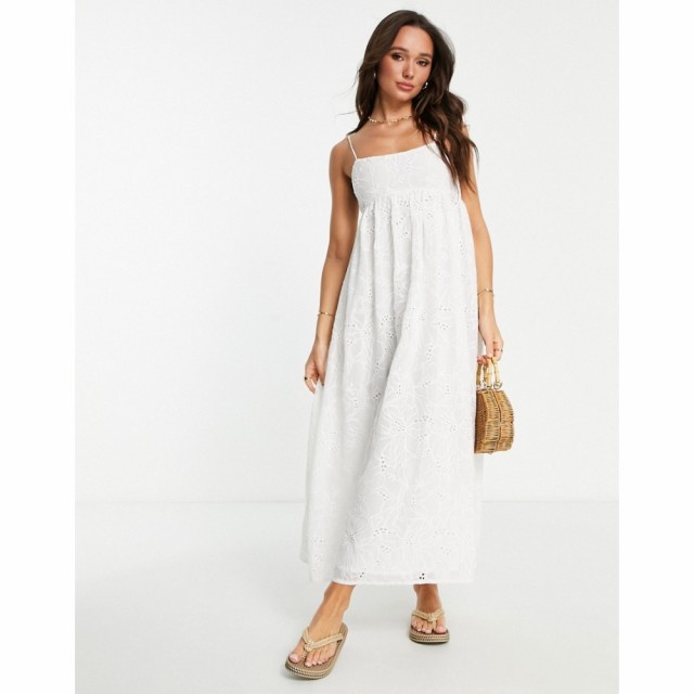 エイソス ASOS DESIGN レディース ワンピース ベビードール キャミワンピ Babydoll Cami Maxi Dress In Cutwork Floral Organza In White