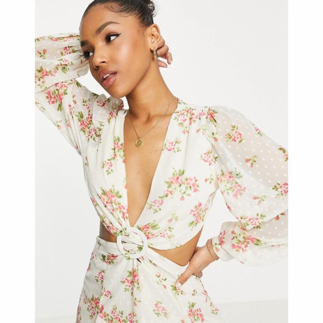 エイソス ASOS DESIGN レディース ワンピース ミニ丈 ワンピース・ドレス Ring Detail Cutout Mini Dress In Ditsy Floral