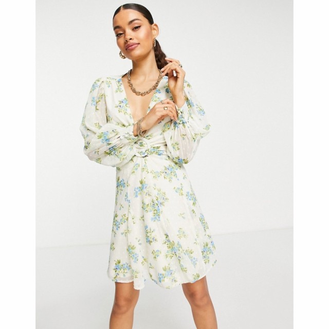 エイソス ASOS Petite レディース ワンピース ミニ丈 ワンピース・ドレス Petite Ring Detail Cutout Mini Dress In Ditsy Floral