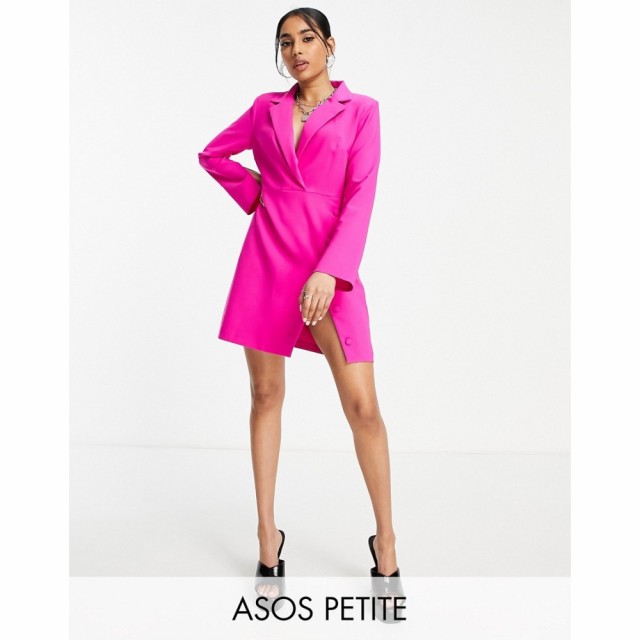 エイソス ASOS Petite レディース ワンピース ミニ丈 ワンピース・ドレス Petite Button Split Skirt Blazer Mini Dress In Magenta マゼ