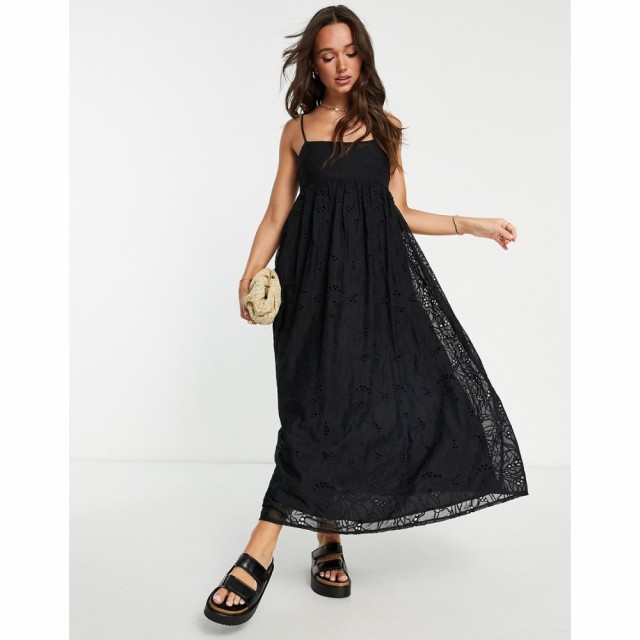 エイソス ASOS DESIGN レディース ワンピース ベビードール キャミワンピ Babydoll Cami Maxi Dress In Cutwork Floral Organza In Black