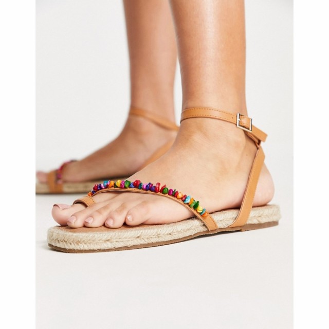 エイソス ASOS DESIGN レディース エスパドリーユ サンダル・ミュール シューズ・靴 Jamil Beaded Espadrille Sandals In Tan タン