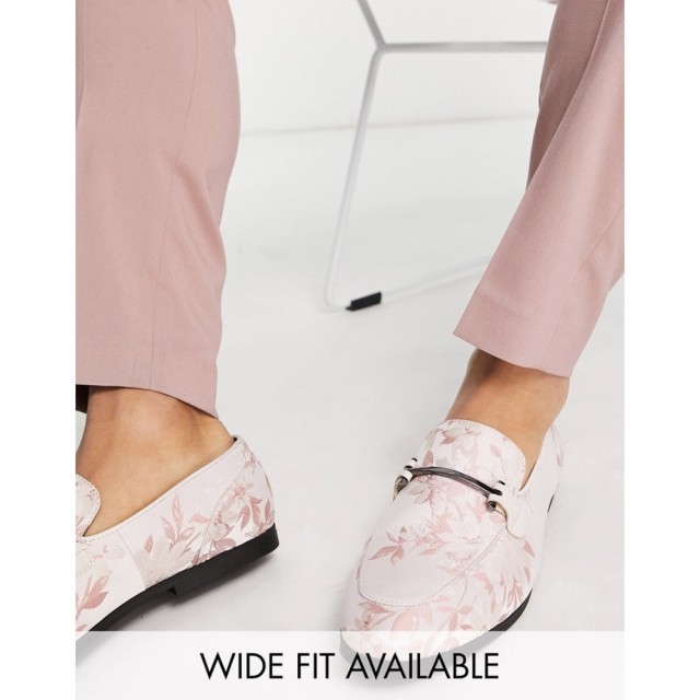 エイソス ASOS DESIGN メンズ ローファー シューズ・靴 Loafers In Pink Floral Print And Snaffle Detail ピンク