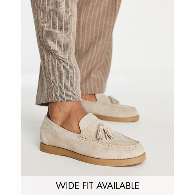 エイソス ASOS DESIGN メンズ デッキシューズ シューズ・靴 Boat Shoe In Beige Suede With Contrast Sole ベージュ