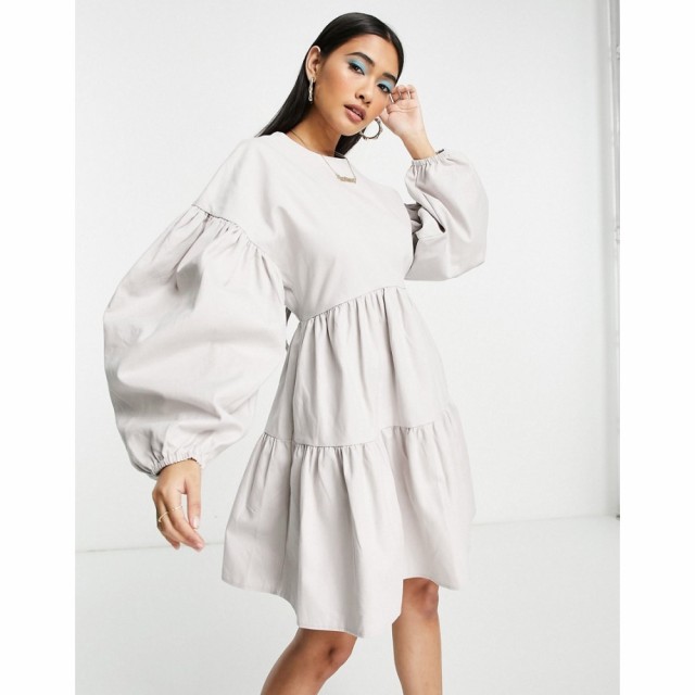 エイソス ASOS EDITION レディース ワンピース ミニ丈 ワンピース・ドレス Mini Smock Dress With Tiers And Tie Back In Lilac ライラッ