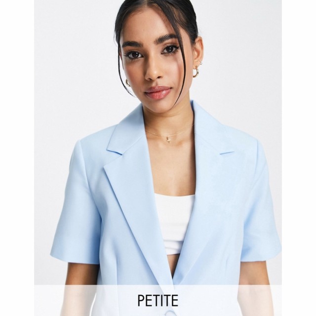 ミス セルフリッジ Miss Selfridge Petite レディース スーツ・ジャケット アウター Longline Short Sleeve Blazer In Sky Blue スカイブ