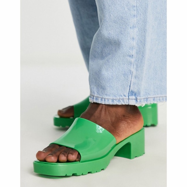 エイソス ASOS DESIGN メンズ サンダル シューズ・靴 Heeled Jelly Mules In Green グリーン