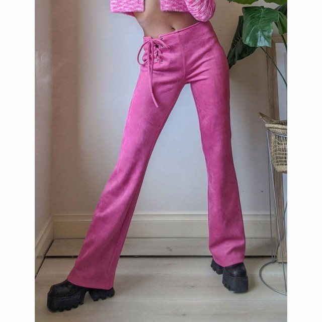 ラベレール Labelrail レディース ボトムス・パンツ X Pose And Repeat Hot Pink Flares In Faux Suede With Tie Side Detail ピンク