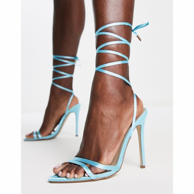 ミスガイデッド Missguided レディース サンダル・ミュール シューズ・靴 Satin Tie Up Barely There Sandals In Blue ブルー