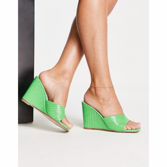 ミスガイデッド Missguided レディース サンダル・ミュール ウェッジソール シューズ・靴 Wedge Mule In Green Faux Croc グリーン