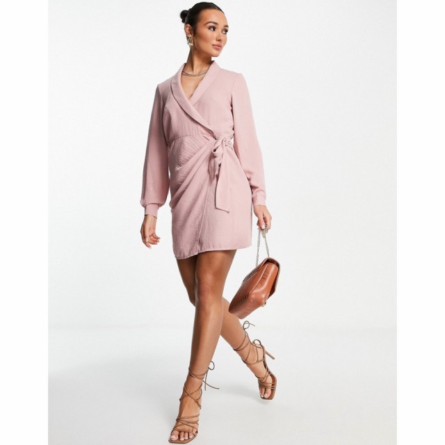 エイソス ASOS DESIGN レディース ワンピース ラップドレス ミニ丈 ワンピース・ドレス Collared Wrap Mini Dress In Rose Pink ローズピ