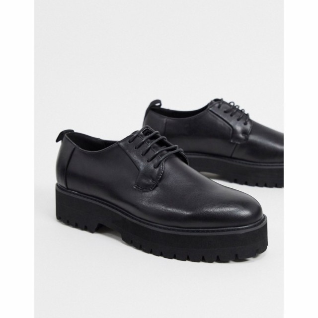 エイソス ASOS DESIGN メンズ 革靴・ビジネスシューズ シューズ・靴 Lace Up Shoes In Black Faux Leather On Raised Chunky Sole ブラッ