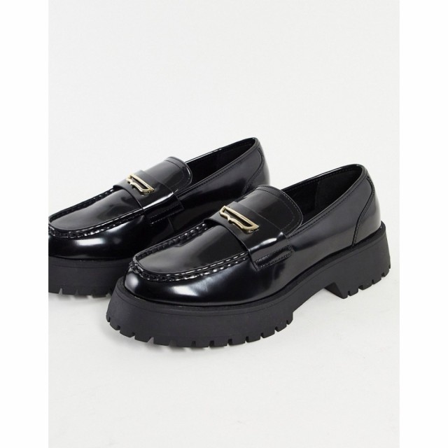 エイソス ASOS DESIGN メンズ ローファー シューズ・靴 Loafers In Black Faux Leather On Chunky Sole ブラック