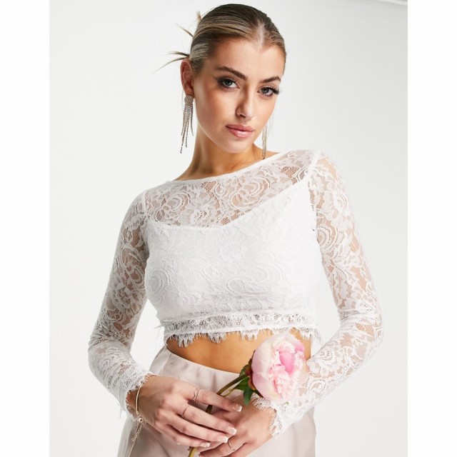 レース アンド ビーズ Lace and Beads レディース トップス Bridal Mix and Match Long Sleeve Lace Top Co-Ord In Ivory アイボリー