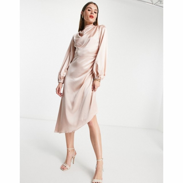 リバーアイランド River Island レディース ワンピース ミドル丈 ワンピース・ドレス Open Back Satin Midi Dress In Pink ピンク/ライト