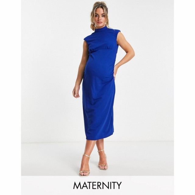 リトル ミストレス Little Mistress Maternity レディース ワンピース ミドル丈 ワンピース・ドレス High Neck Midi Dress In Cobalt Blu