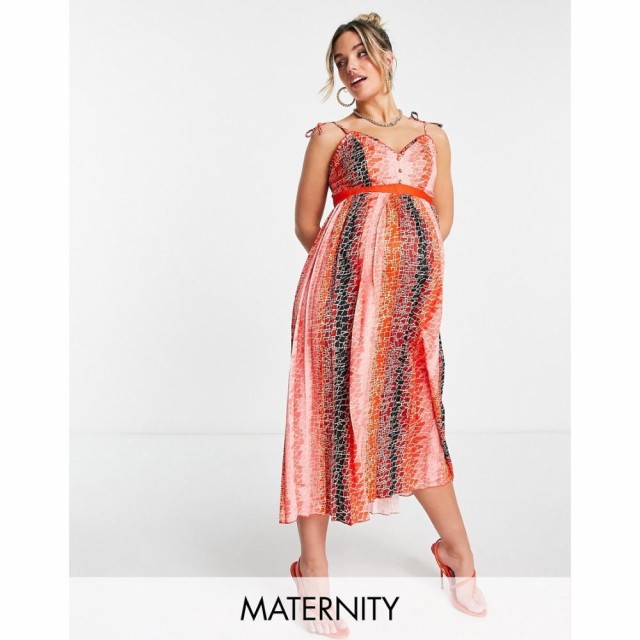 リトル ミストレス Little Mistress Maternity レディース ワンピース プリーツスカート キャミワンピ Midi Cami Dress With Pleated Ski