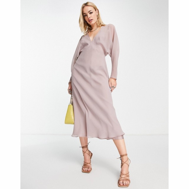 エイソス ASOS DESIGN レディース ワンピース ミドル丈 ワンピース・ドレス Soft Batwing Midi Dress In Purple モーヴ