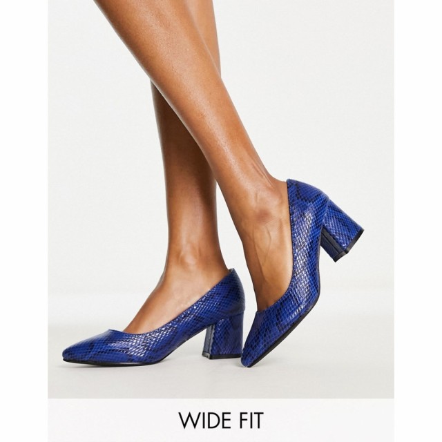 シンプリー ビー Simply Be Wide Fit レディース ヒール シューズ・靴 Simply Be Extra Wide Fit Elodie Heeled Shoes In Blue Snake