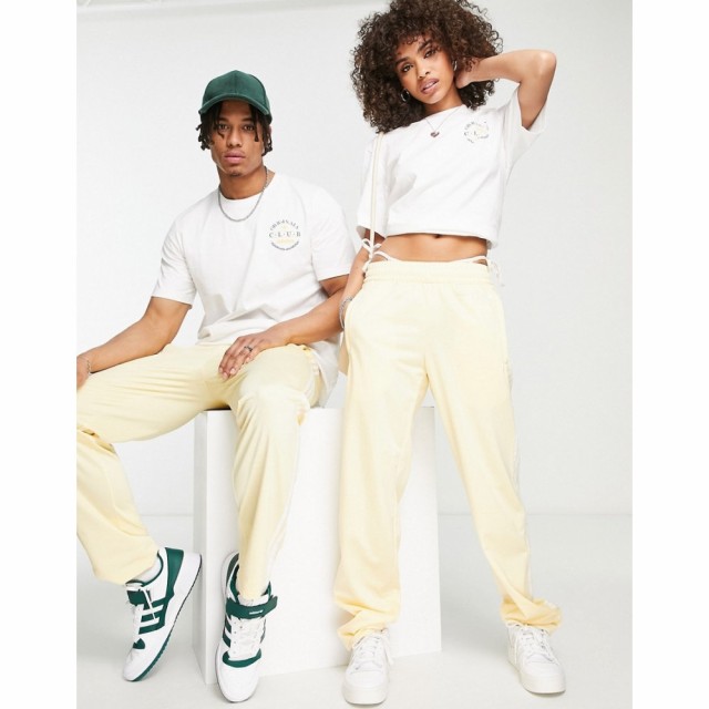 アディダス adidas Originals メンズ スウェット・ジャージ ワイドパンツ Sports Resort Three Stripe Wide Leg Track Pants In Yellow