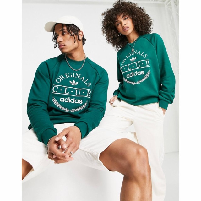 アディダス adidas Originals メンズ スウェット・トレーナー トップス Sports Resort Club Sweatshirt In Green With Front Graphics グ