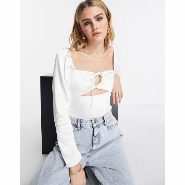 トップショップ Topshop レディース ブラウス・シャツ トップス Key Hole Halter Blouse In Ivory アイボリー