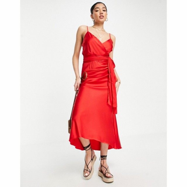 リカリッシュ Liquorish レディース ワンピース ラップドレス キャミワンピ ワンピース・ドレス Wrap Cami Midi Dress In Red レッド