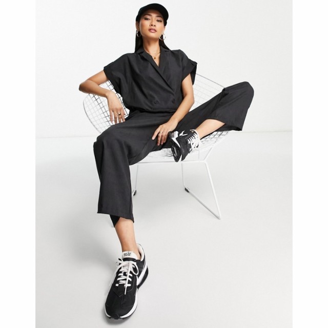 エイソス ASOS DESIGN レディース オールインワン ジャンプスーツ ワンピース・ドレス Cupro Double Breasted Jumpsuit In Black ブラッ