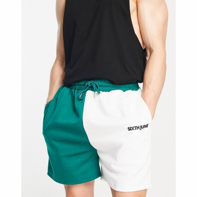 シックススジューン Sixth June メンズ ショートパンツ ボトムス・パンツ Co-Ord Jersey Shorts In White And Green マルチカラー