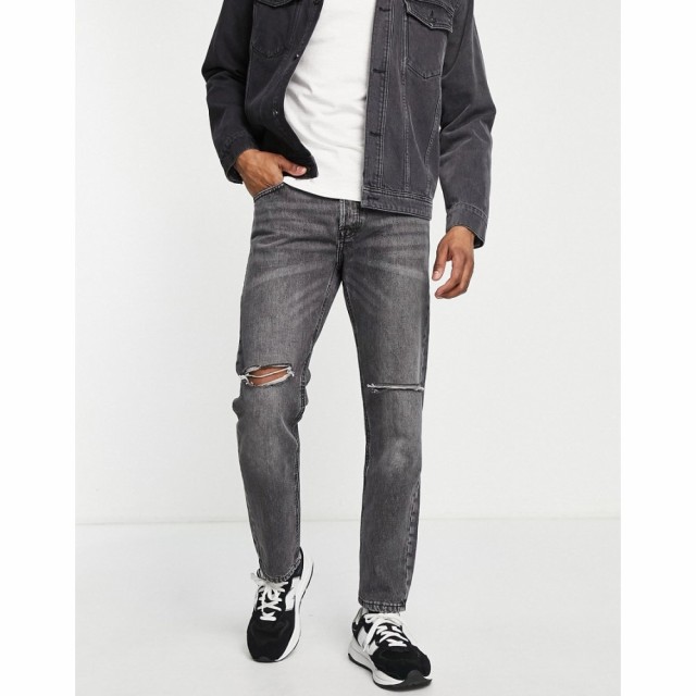 ジャック アンド ジョーンズ Jack and Jones メンズ ジーンズ・デニム Intelligence Mike Straight Fit Jean In Washed Black With Knee