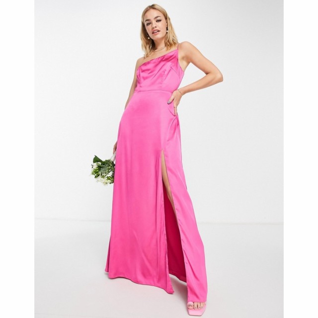 マヤ Maya レディース パーティードレス ワンピース・ドレス Bridesmaid One Shoulder Thigh Split Dress In Bright Fuchsia Pink