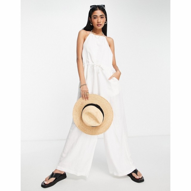 リズム Rhythm レディース ビーチウェア ジャンプスーツ オールインワン 水着・ビーチウェア Amara Halter Beach Jumpsuit In White ホワ