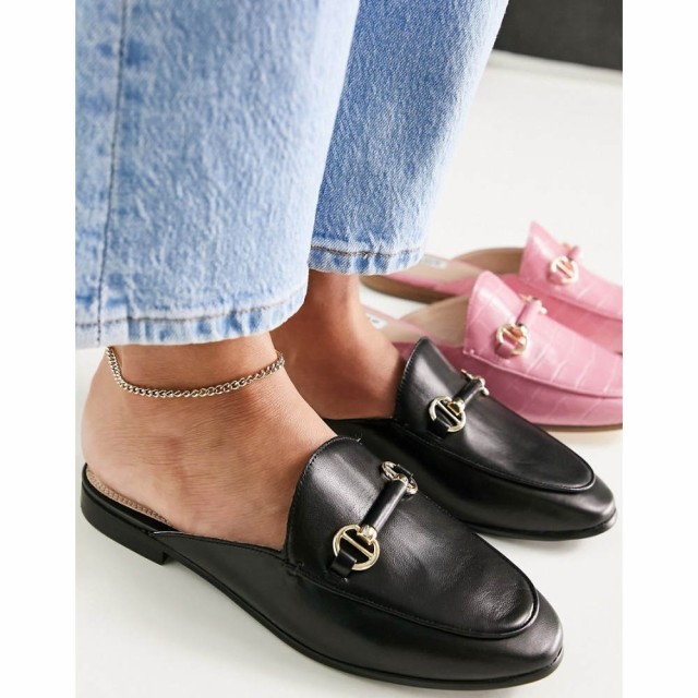 デューン Dune レディース ローファー・オックスフォード ミュール シューズ・靴 London Genuine Mule Snaffle Trim Loafers In Black Le