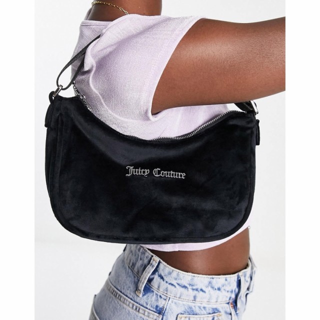 ジューシークチュール Juicy Couture レディース ショルダーバッグ バッグ Velour Shoulder Bag With Metal Plaque In Black ブラック