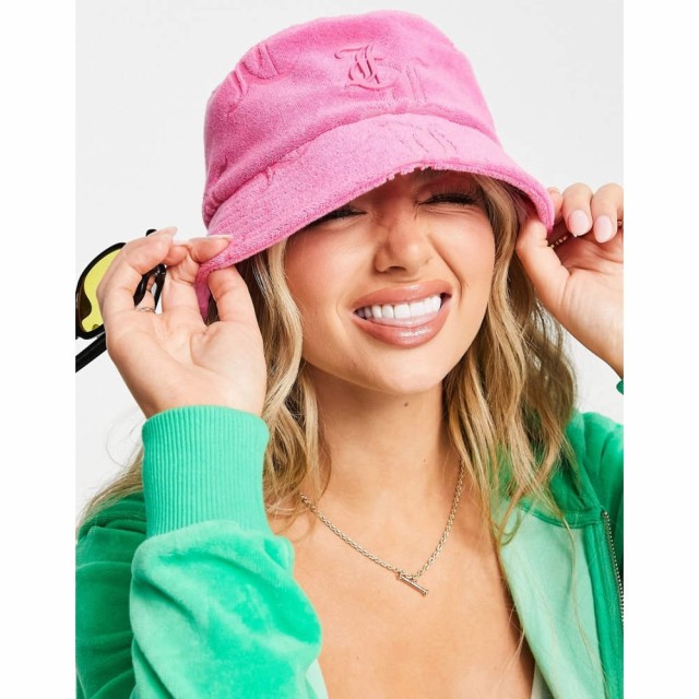 ジューシークチュール Juicy Couture レディース ハット バケットハット 帽子 Monogram Jacquard Towelling Bucket Hat In Pink ピンク