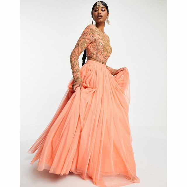 エイソス ASOS EDITION レディース ロング・マキシ丈スカート スカート Mesh Maxi Lehenga Skirt In Coral コーラル