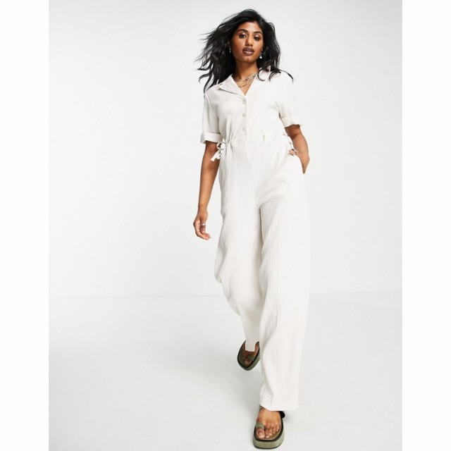 トップショップ Topshop レディース オールインワン ジャンプスーツ ワンピース・ドレス Textured Button Through Drawstring Jumpsuit I