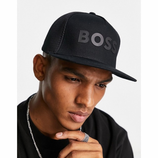 ヒューゴ ボス BOSS メンズ キャップ 帽子 Mesh Hd Cap With Large Logo In Black ブラック