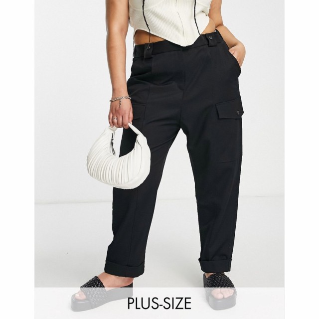 リバーアイランド River Island Plus レディース カーゴパンツ ボトムス・パンツ Utility Cargo Trousers In Black ブラック