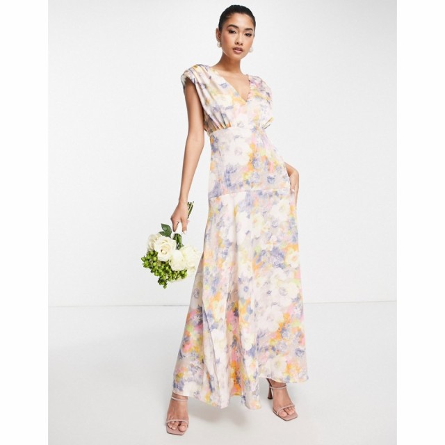 リカリッシュ Liquorish レディース パーティードレス マキシ丈 ワンピース・ドレス Bridesmaid Plunge Front Maxi Dress In Soft Ditsy