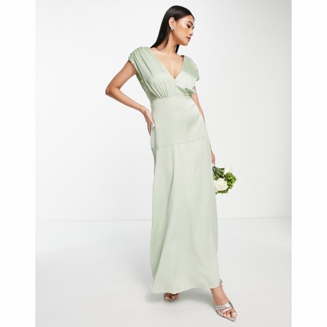 リカリッシュ Liquorish レディース パーティードレス マキシ丈 ワンピース・ドレス Bridesmaid Plunge Front Maxi Dress In Fresh Sage