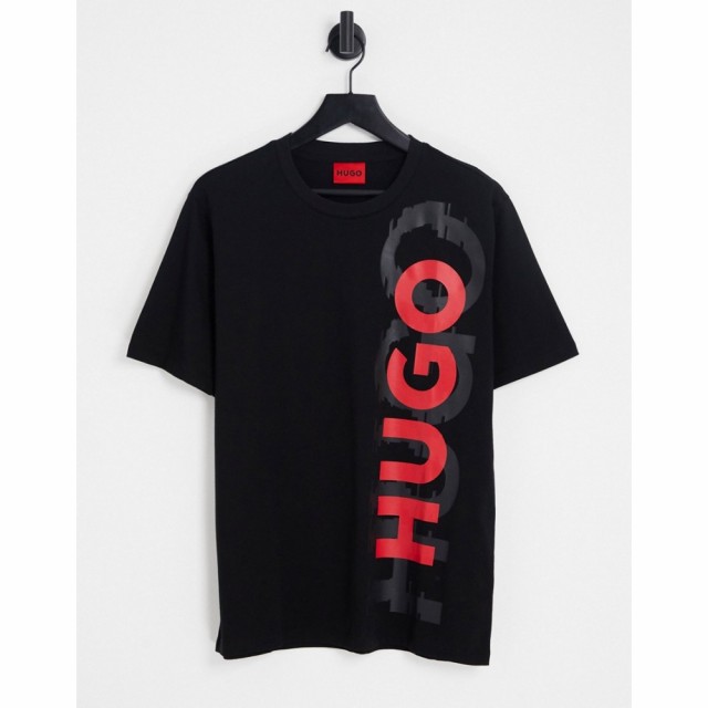 ヒューゴ ボス HUGO メンズ Tシャツ トップス Hugo Dansovino Large Vertical Logo T-Shirt In Black ブラック